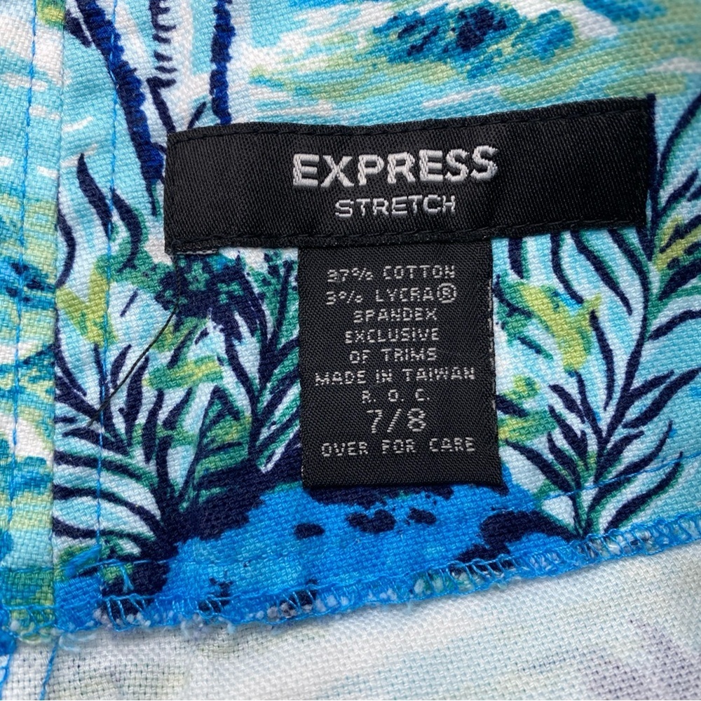 Low Rise Mini Micro coastal all Print Tropical Palm Tree Jean Short Spring 7/8 - Picture 4 of 8